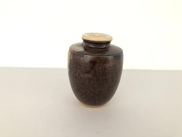 茶道具 松古窯 佐久間芳山 肩衝茶入 萬古 共箱 茶道