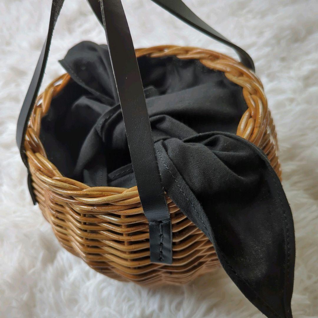 美品 バグマティ アラログ丸型バッグ カゴバッグ バスケット 本革使い