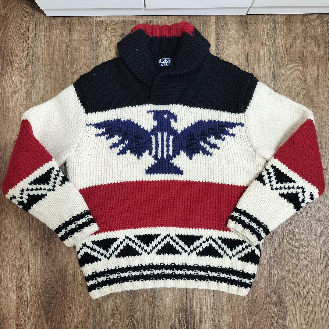 名作 ラルフローレン サンダーバード ショールカラーニット