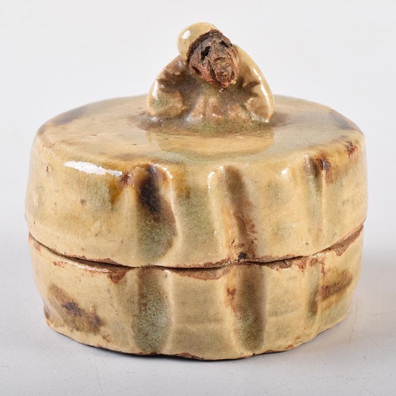 茶道具　御深井焼　米山作　老人摘香盒　香合　共箱　M　R8663