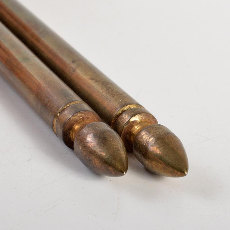 茶道具　下間庄兵衛造　銅製　御飾　火箸　共箱　C　6199