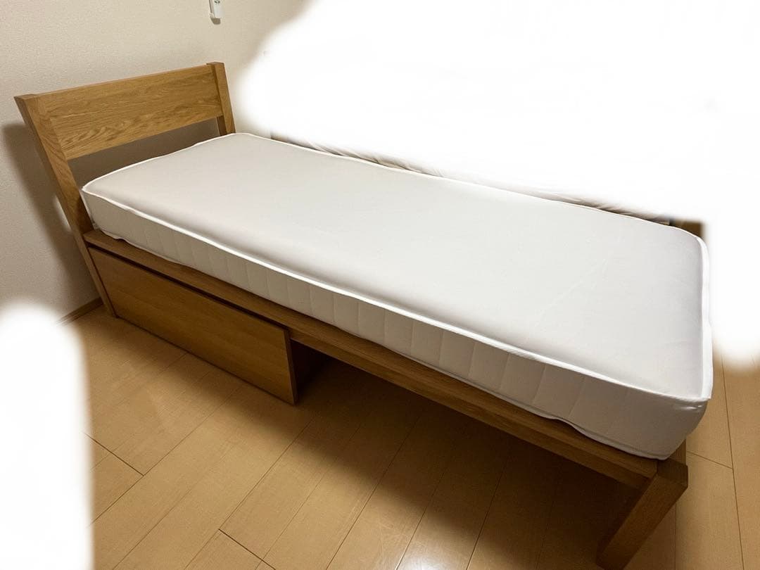 【今週のみ限定値下げ】無印良品 マットレス付き木製ベット・オーク材・スモール