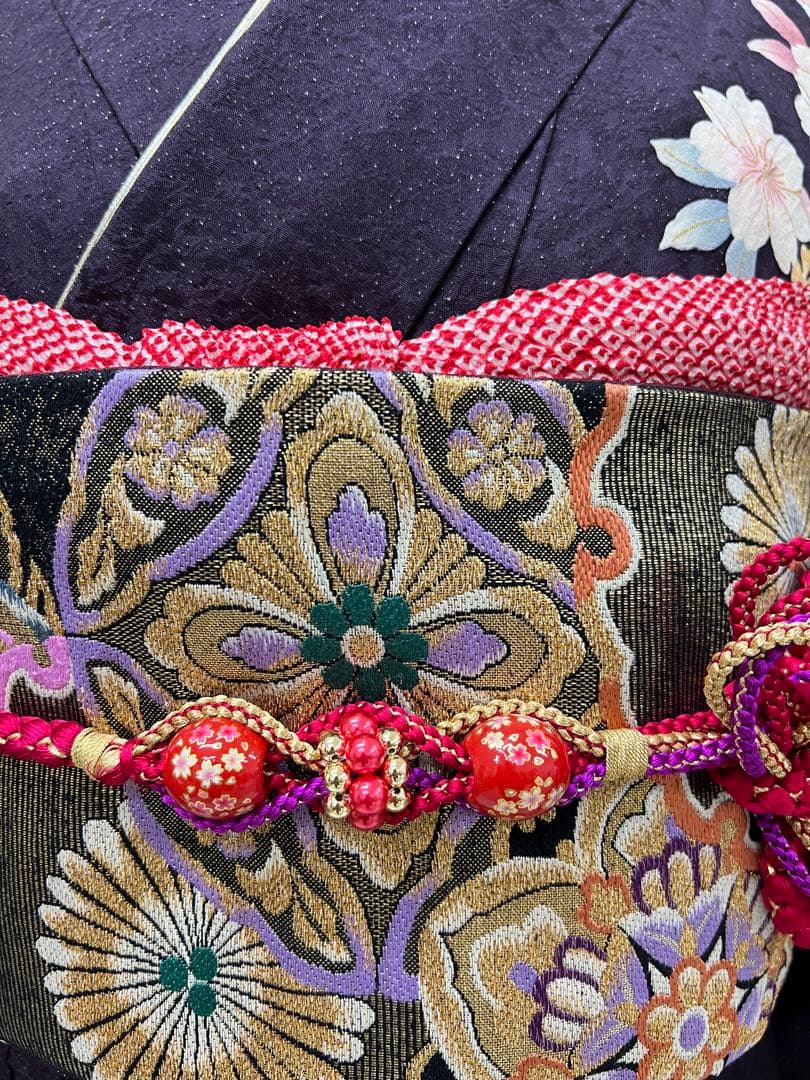 希少サイズ　振り袖　フルセット　長襦袢付　金彩加工　銀通し　長尺袋帯756