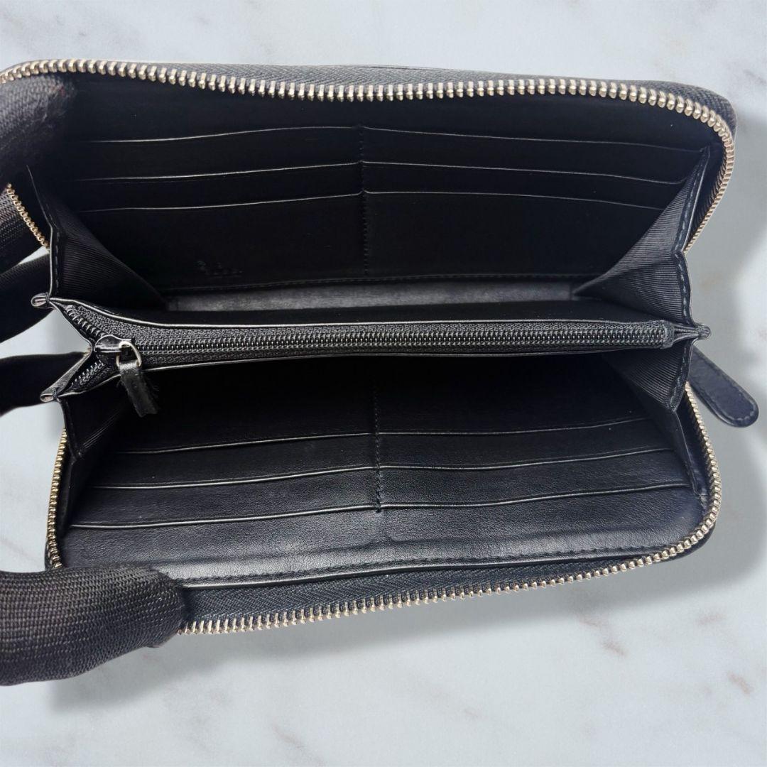 01 極美品 GUCCI 長財布 ラウンドファスナー マイクロシマ 黒 n3