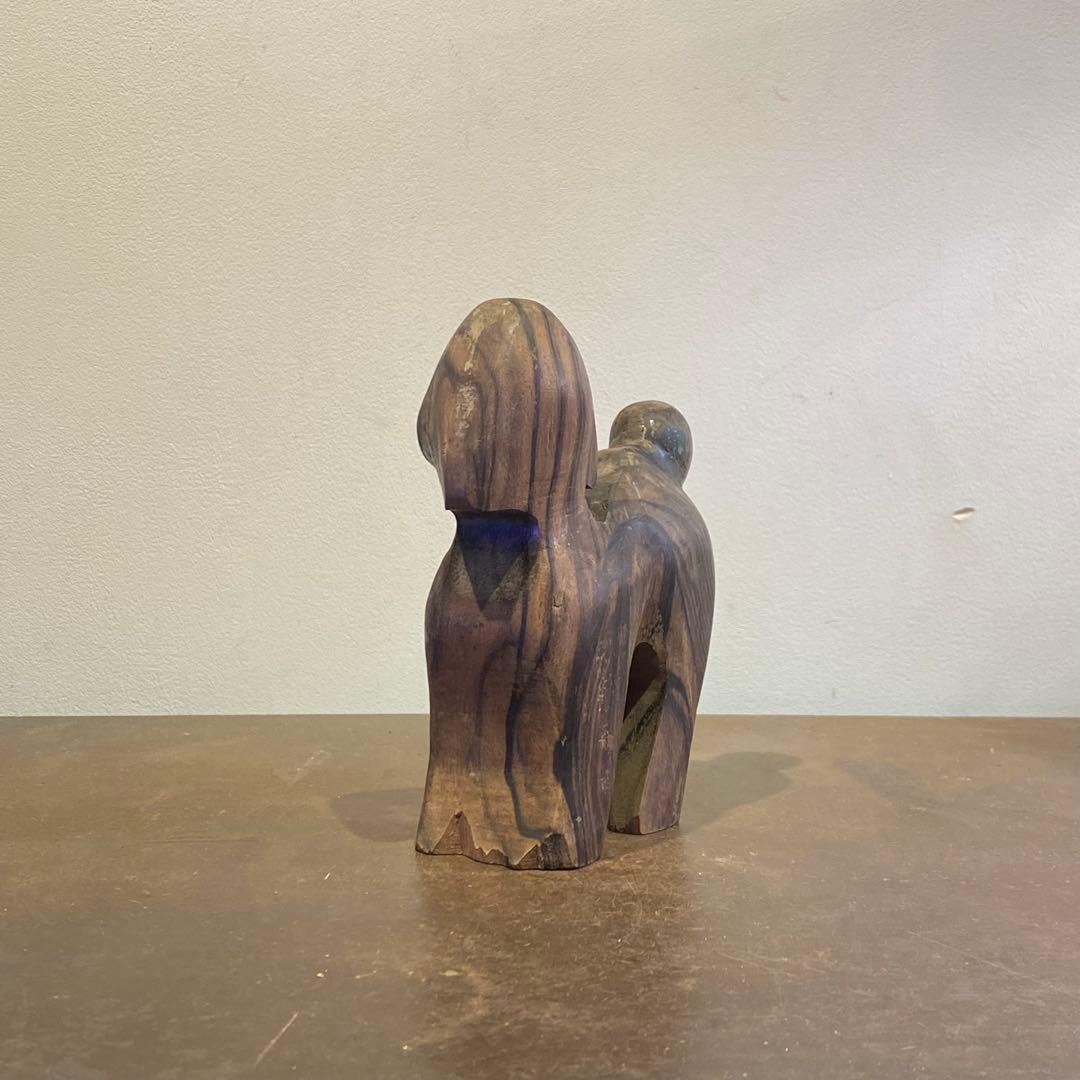 古い犬 木彫り アンティーク オブジェ アートピース