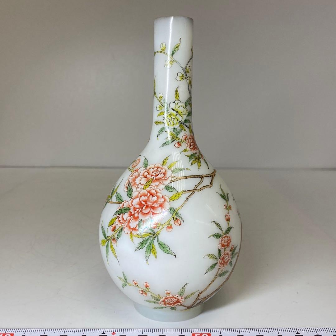 中国美術 乾隆年製 ガラス花入 h16.5cm 東キ8-0121①