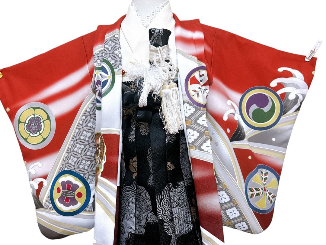 式部浪漫ブランド着物♡七五三　5歳　男の子　フルセット　一式　赤系