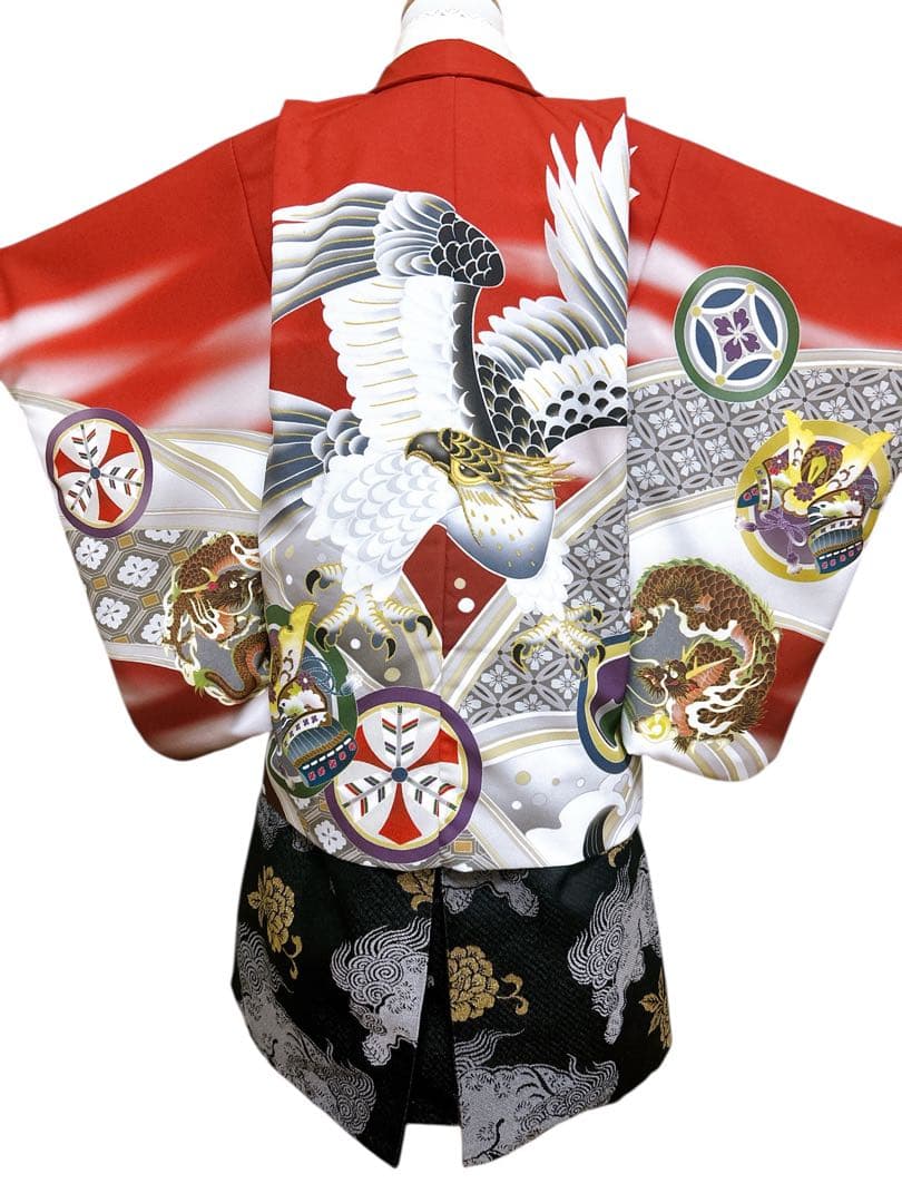 式部浪漫ブランド着物♡七五三　5歳　男の子　フルセット　一式　赤系