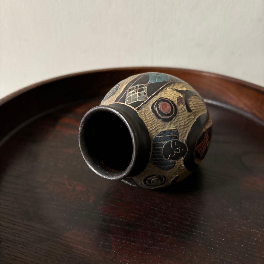 琉球　古典焼　小壺　④ 壺屋焼　やちむん　古民芸　アンティーク　骨董品検:李朝.