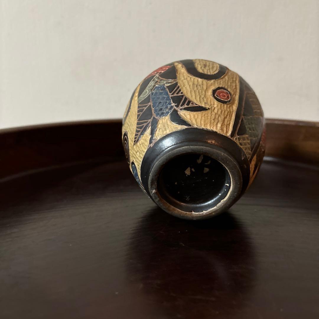 琉球　古典焼　小壺　④ 壺屋焼　やちむん　古民芸　アンティーク　骨董品検:李朝.