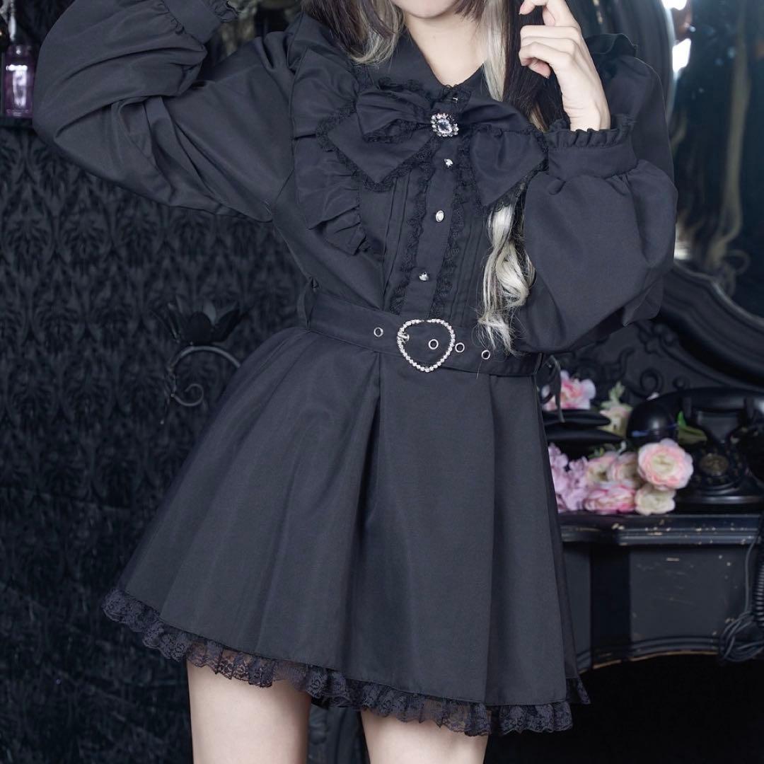 地雷 パルエルフィー メイド フリル リボン 十字架 ベルト セットアップ