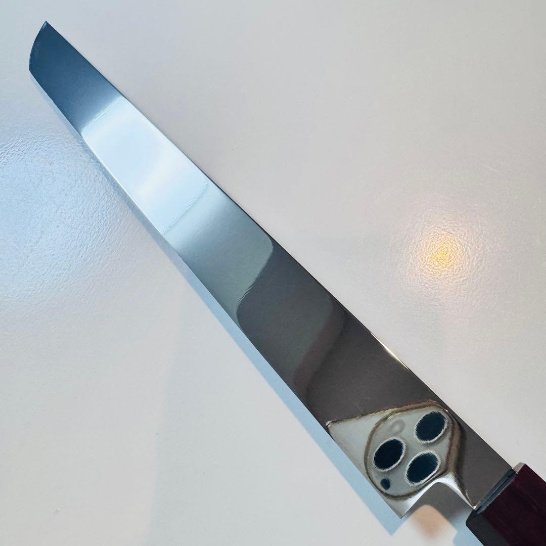 270mm 先丸　柳刃包丁 鏡面　黒檀紫檀八角柄 刺身包丁 全鋼