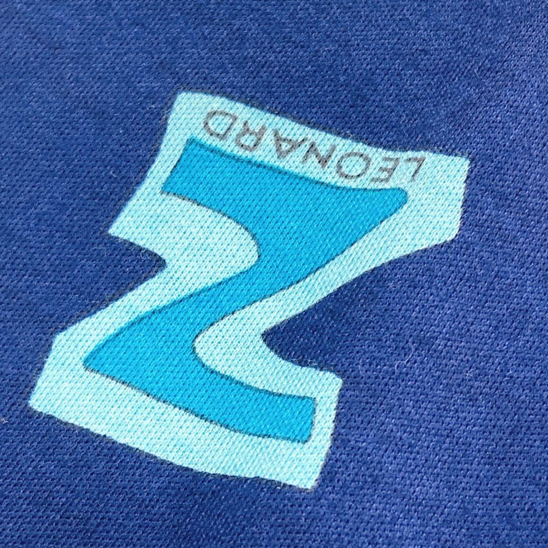 美品 トリム 薔薇 LL 花 アルファベット ロゴボタン レオナール カットソー