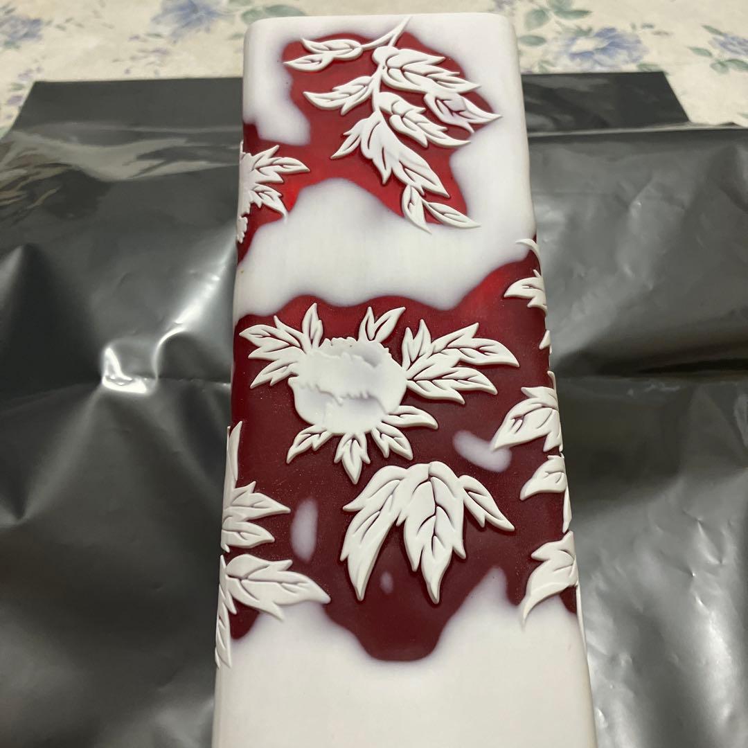 サンドブラスト花瓶　牡丹