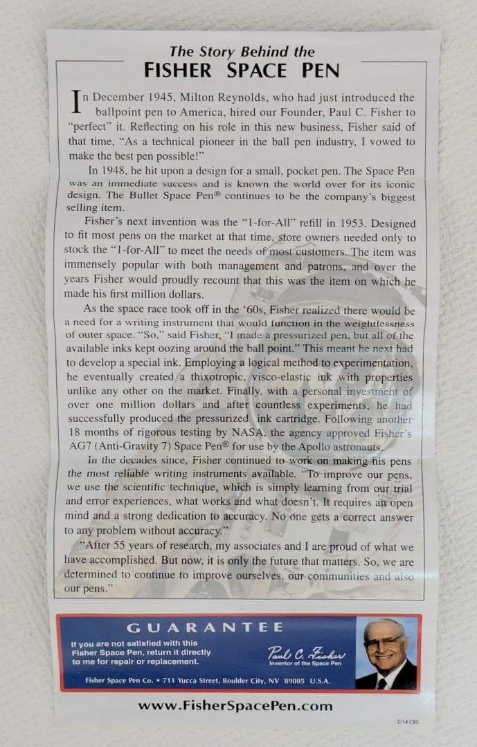 Fisher Space Pen NASA認定品