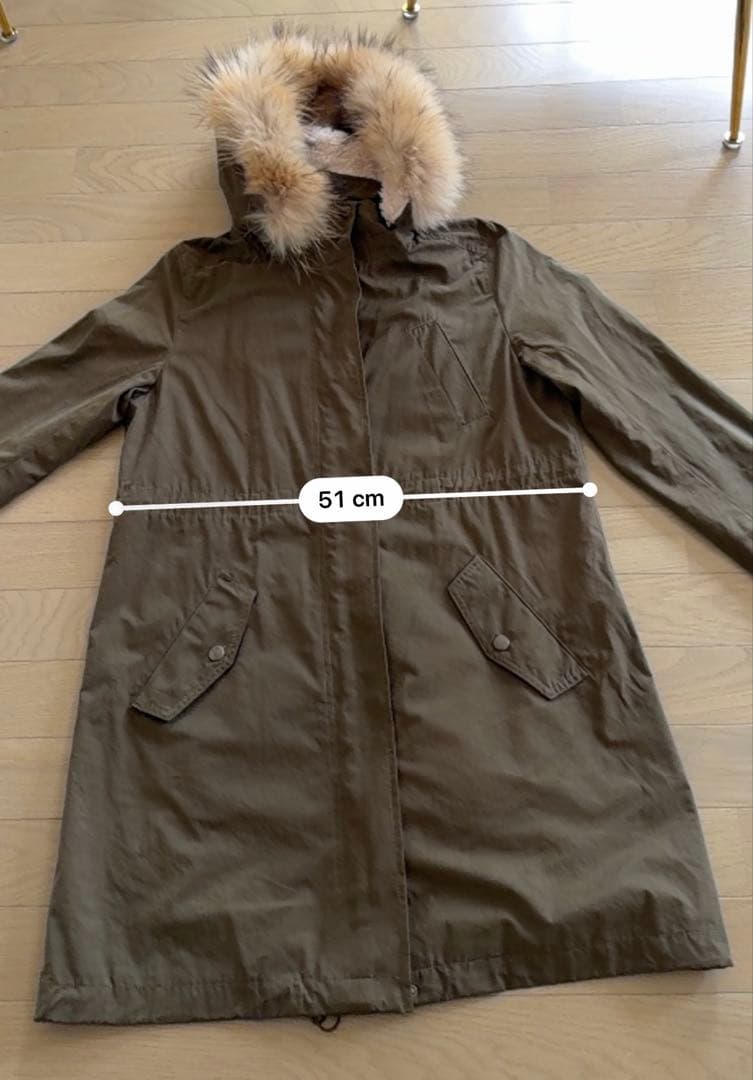 INDIVI ラクーンファー ミリタリーコート 4WAY モッズコート 40