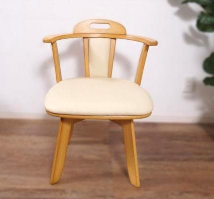 フォロー割【新品】2脚セット 360°回転式天然木ダイニングチェアー 肘掛け付き