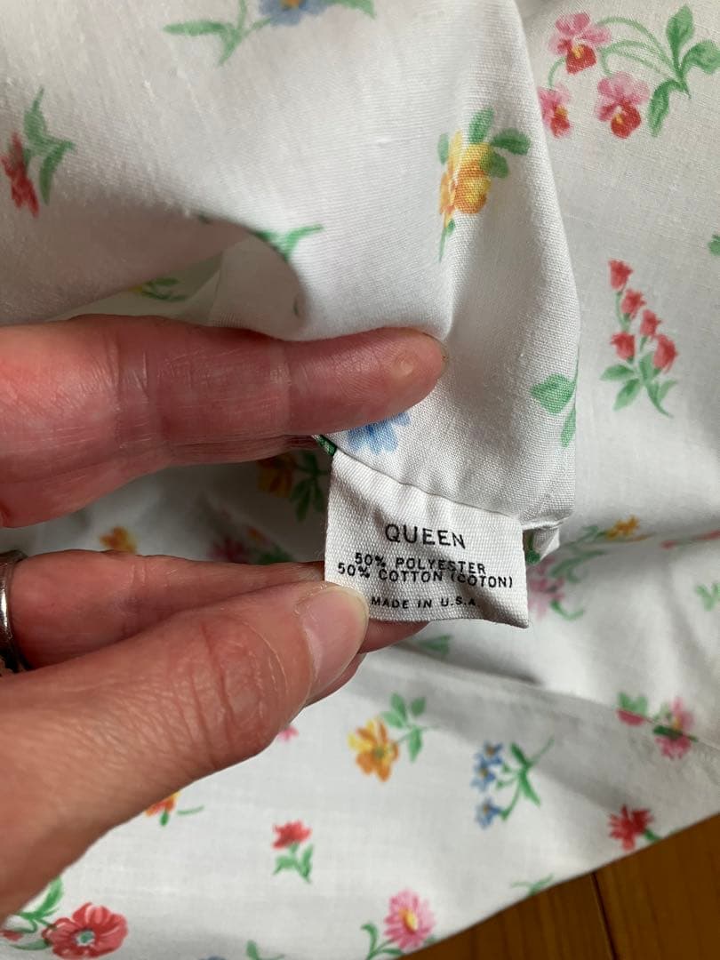 Fieldcrest クイーンサイズ　フラットシーツ　花柄