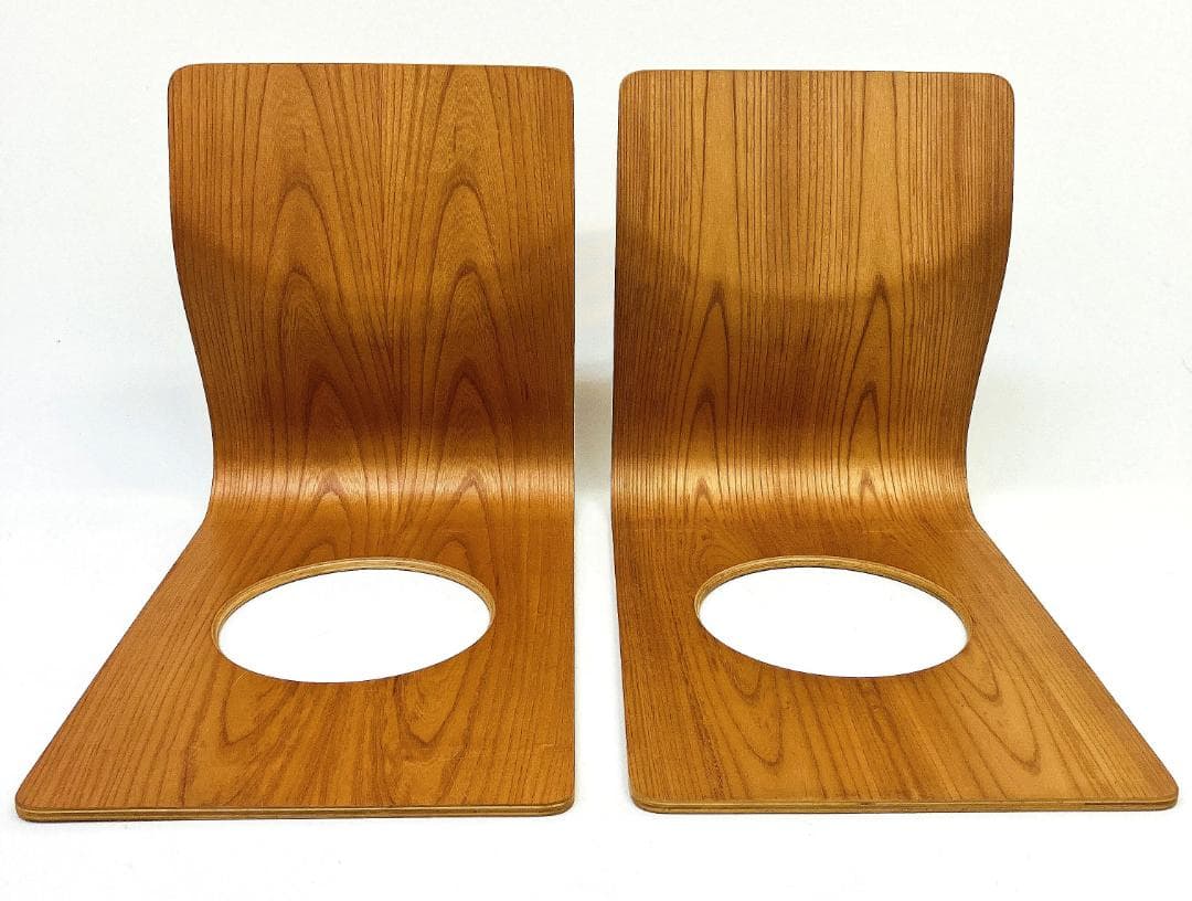 Tendo 天童木工 座椅子 2脚セット 藤森健次 曲げ木 ケヤキ板目 曲木⑭