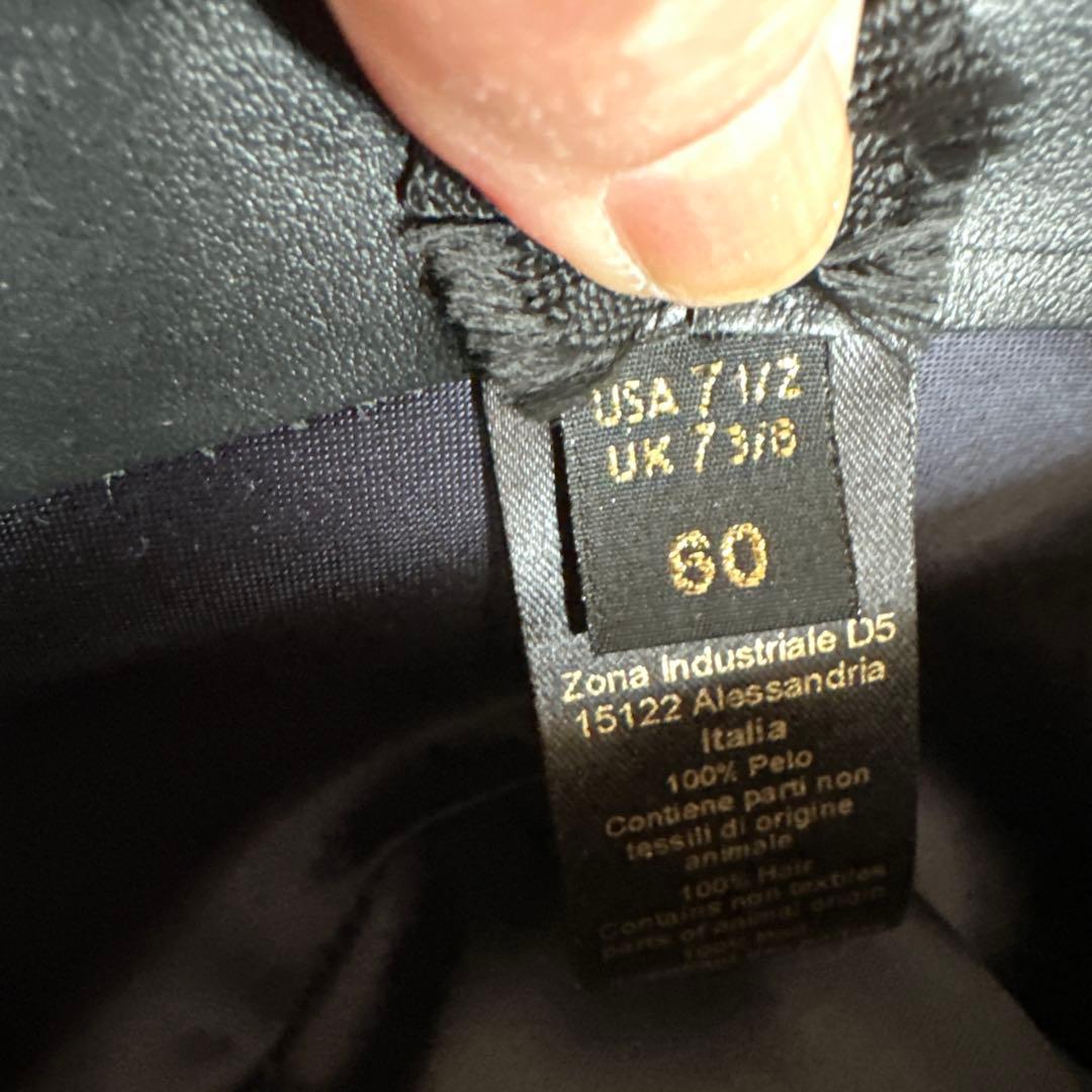 ボルサリーノ　ネイビー　ウール フェルトハット リボン　イタリア製　60cm