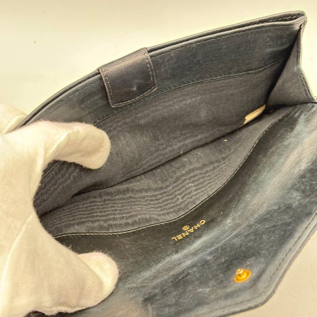 シャネル ビコローレ 長財布 ラムスキン ブラック 1017-S7096s