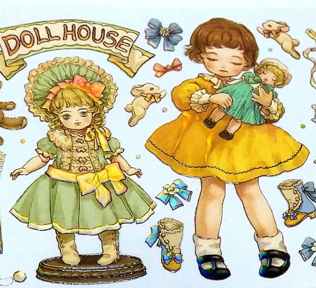 のこり２✩SALE✩J198＃朵拉的玩偶屋(炫彩)切り売り海外人物マステ女の子