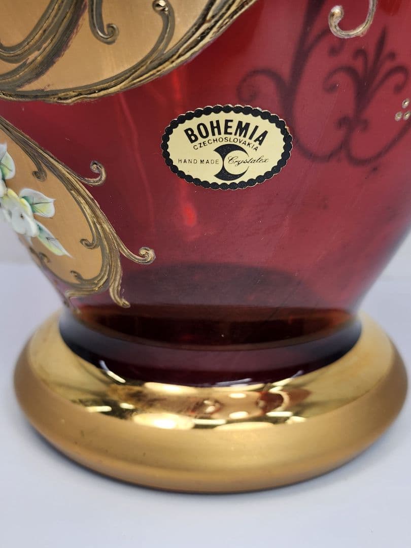 ベネチアングラス gold BOHEMIA 花瓶 花器 金彩 ボヘミアングラス