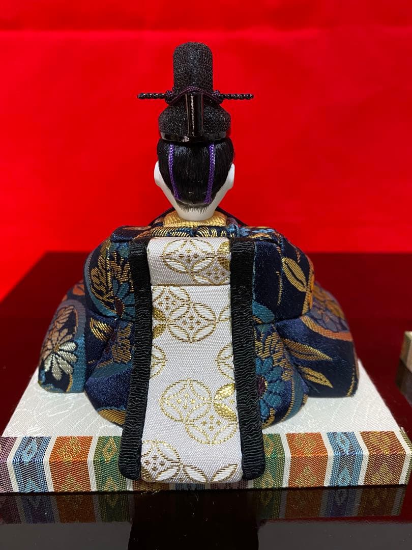 雛人形　木村一秀作　江戸木目込み人形　親王飾り　会津曙塗り収納セット