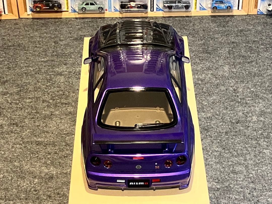 タミヤラジコン日産スカイラインGT-R R34 塗装済 スペアボディメタリック紫