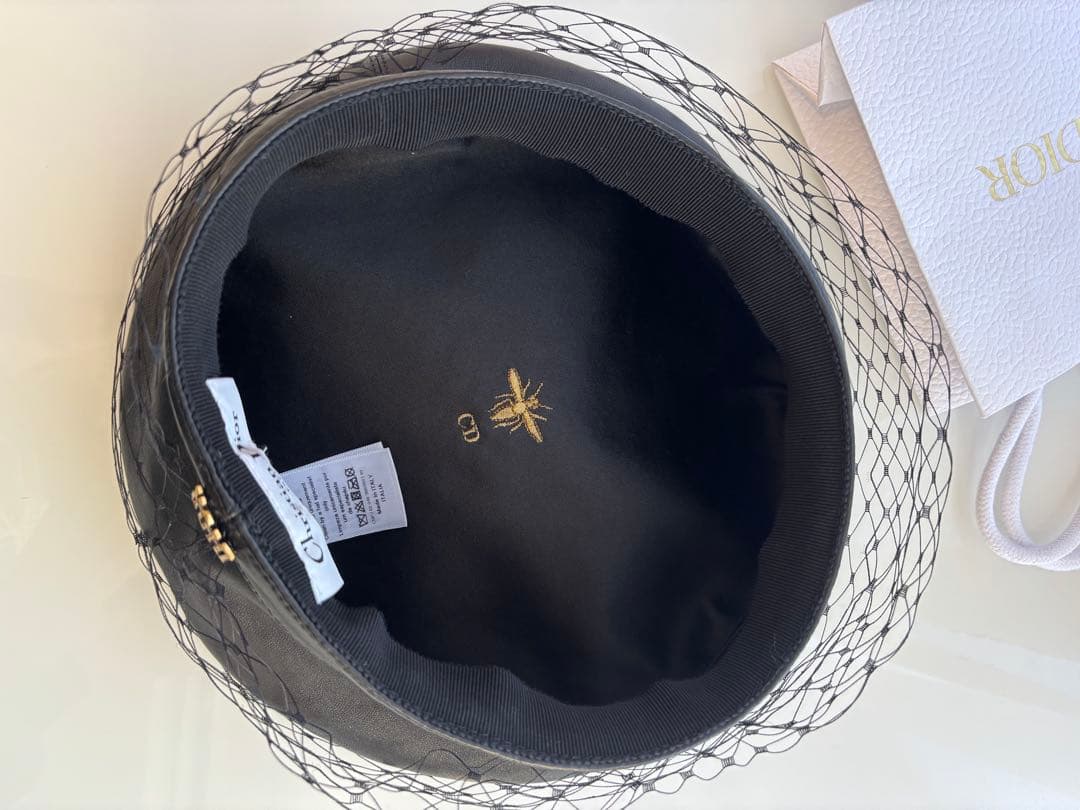 ディオール レディース Dior チュール レザー ベレー帽 ハット ブラック