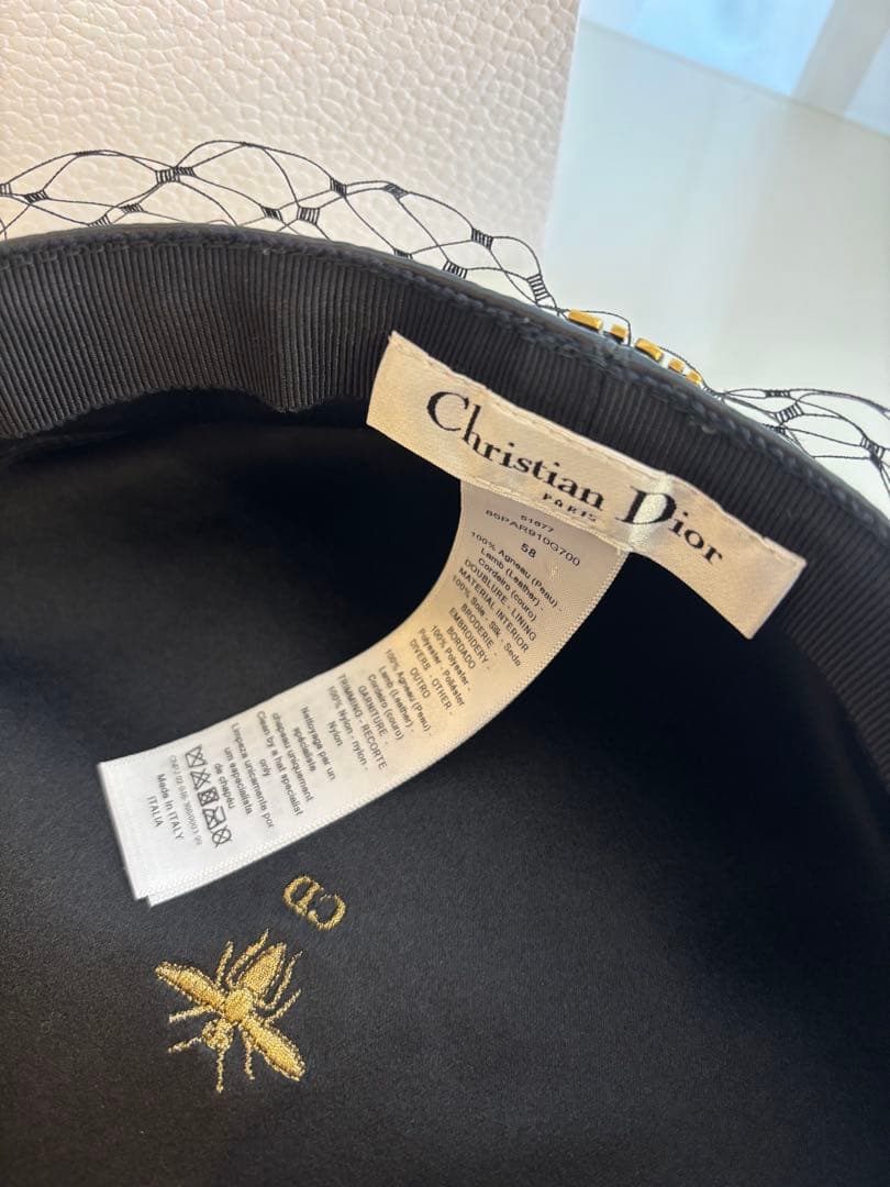 ディオール レディース Dior チュール レザー ベレー帽 ハット ブラック