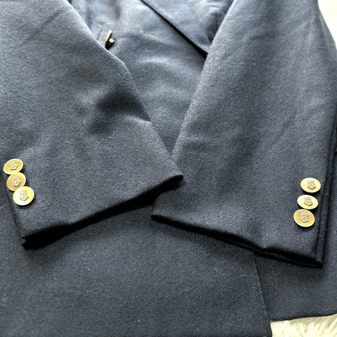 Aquascutum ネイビー ダブルブレスト　テーラードジャケット　英国製