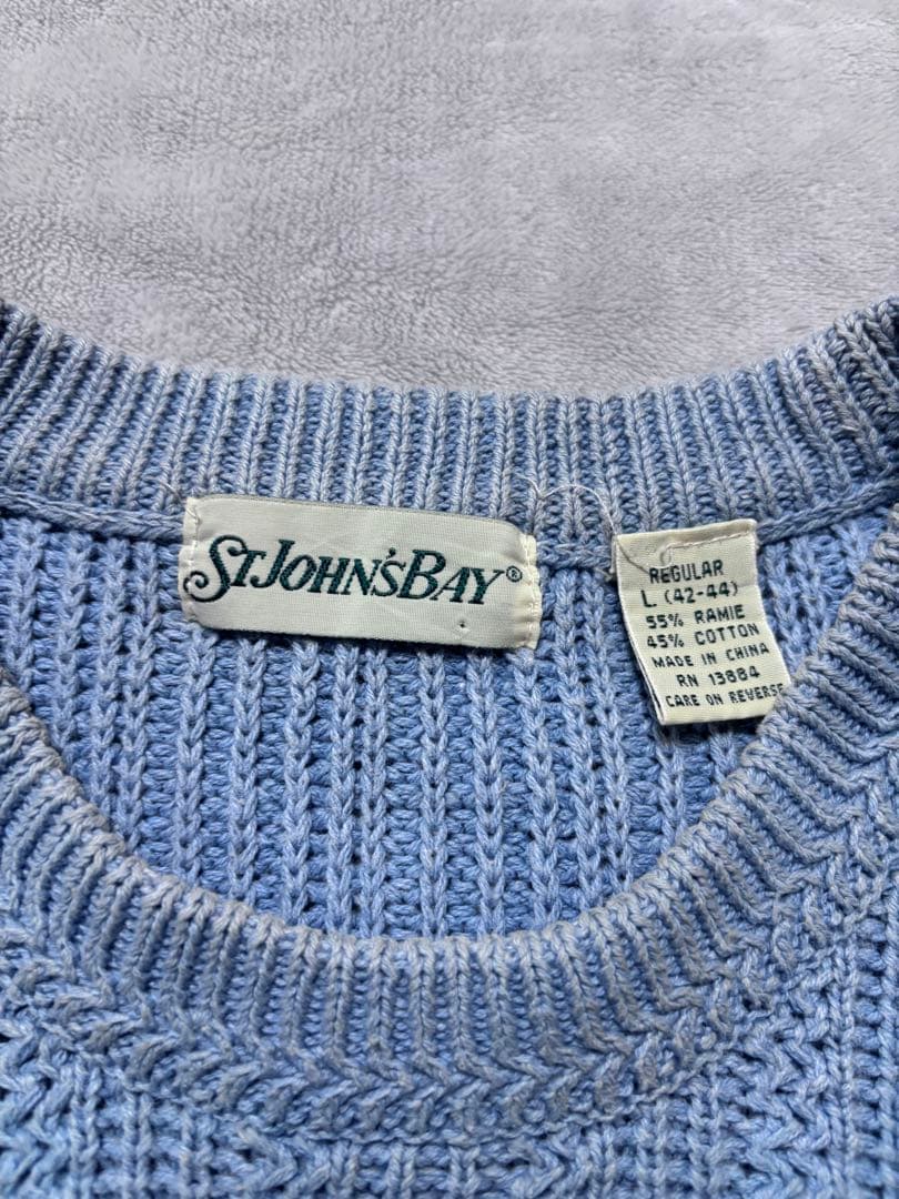 希少　90s セントジョンズベイ　コットンニット　水色