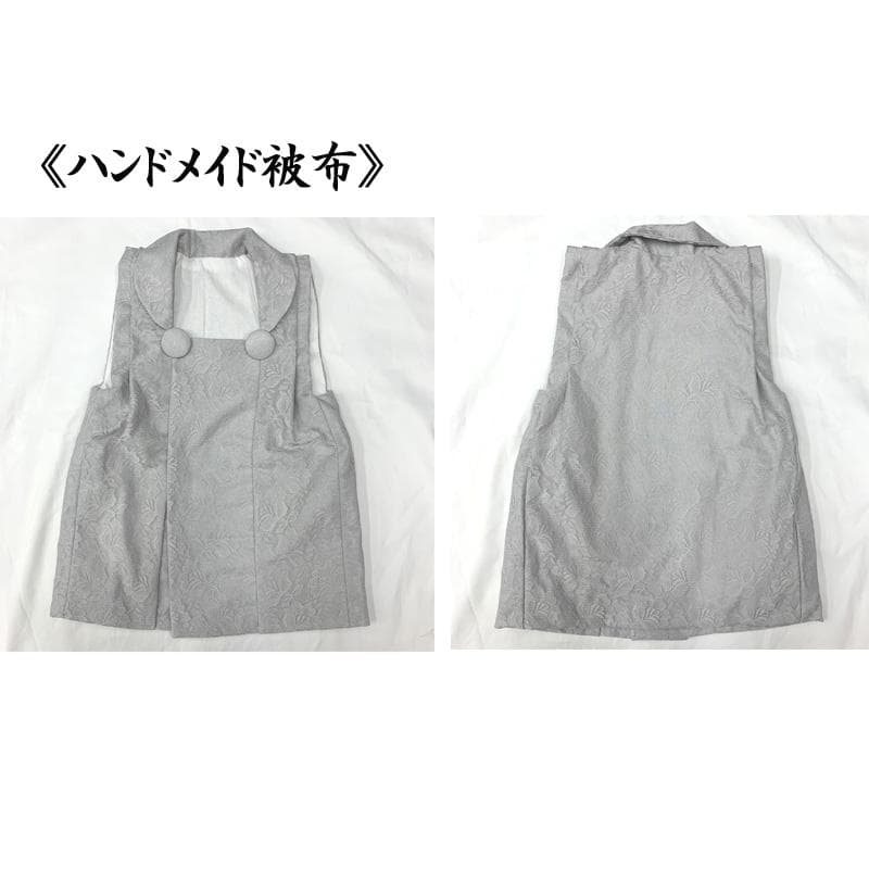 510ag42□七五三 三歳 セミアンティーク 女児 着物&被布 流水に花□良好