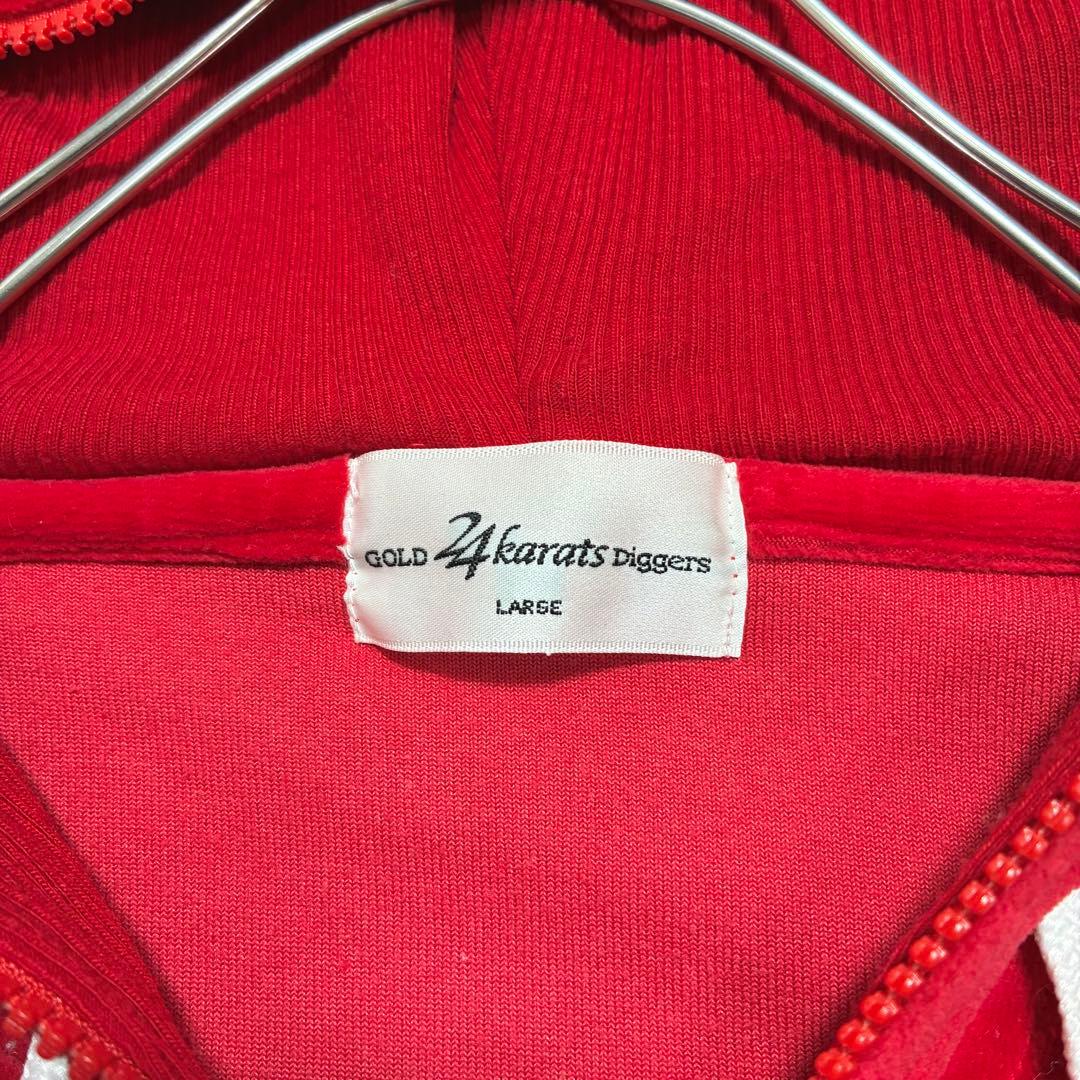 希少Lサイズ✨24カラッツ ベロア セットアップ デカロゴ ライン 赤 メンズ