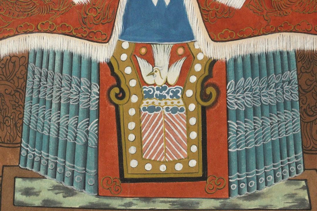 No5363 掛軸　台湾画家　韓宗湘　中国皇后図　絹本着色　唐物　肖像　送料無料