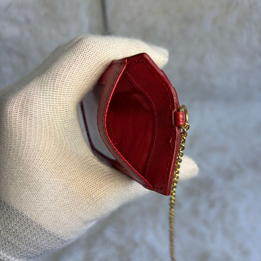 ✨極美品✨PRADA サフィアーノ　長財布　カードケース　レッド　メタルロゴ