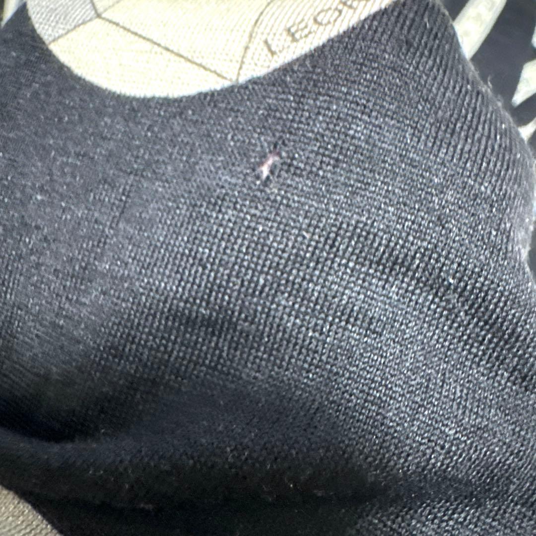 レオナール　シルクウール　トップス カットソー トトリムハート柄　黒地白グレーL