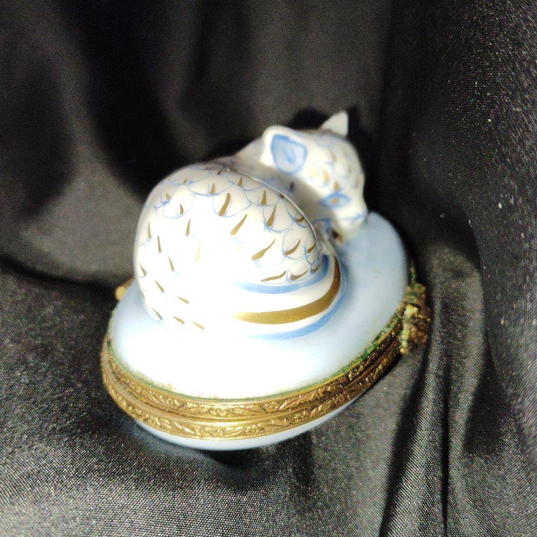 猫　陶器小物入れ　リモージュ