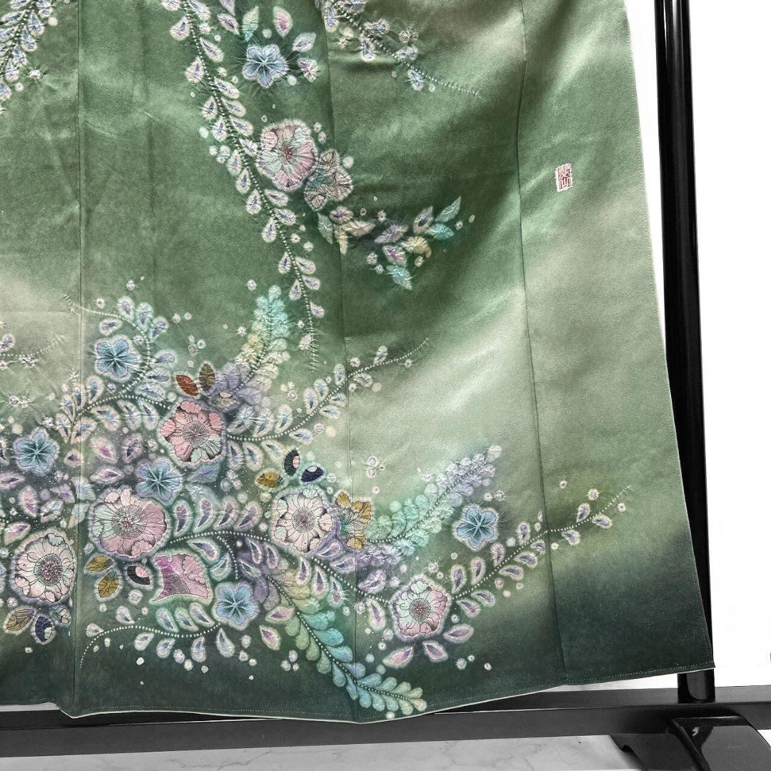 桐屋翠山工房　銀通し　辻ヶ花　ぼかし　訪問着　着物　041a p