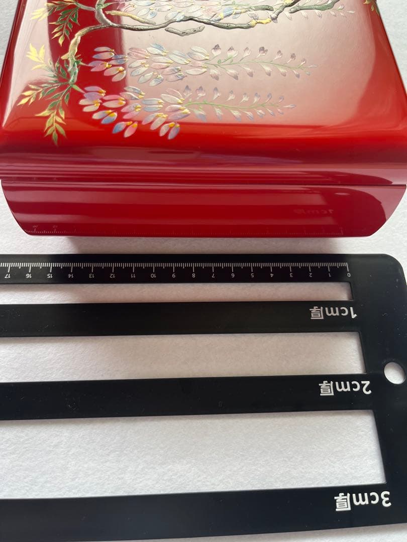 琉球漆器　アクセサリー箱　宝箱　オルゴール　安里屋ユンタ　箱付き　赤　鏡