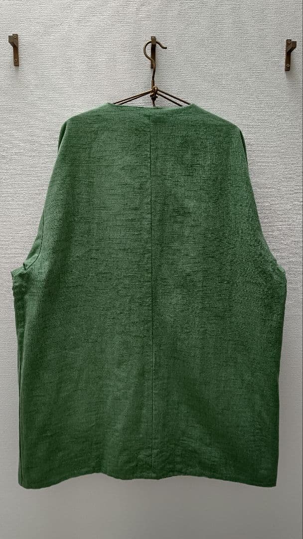 【美品】ヤンマ産業　会津木綿リバーシブルコート ロング丈《スミクロ×よもぎ》