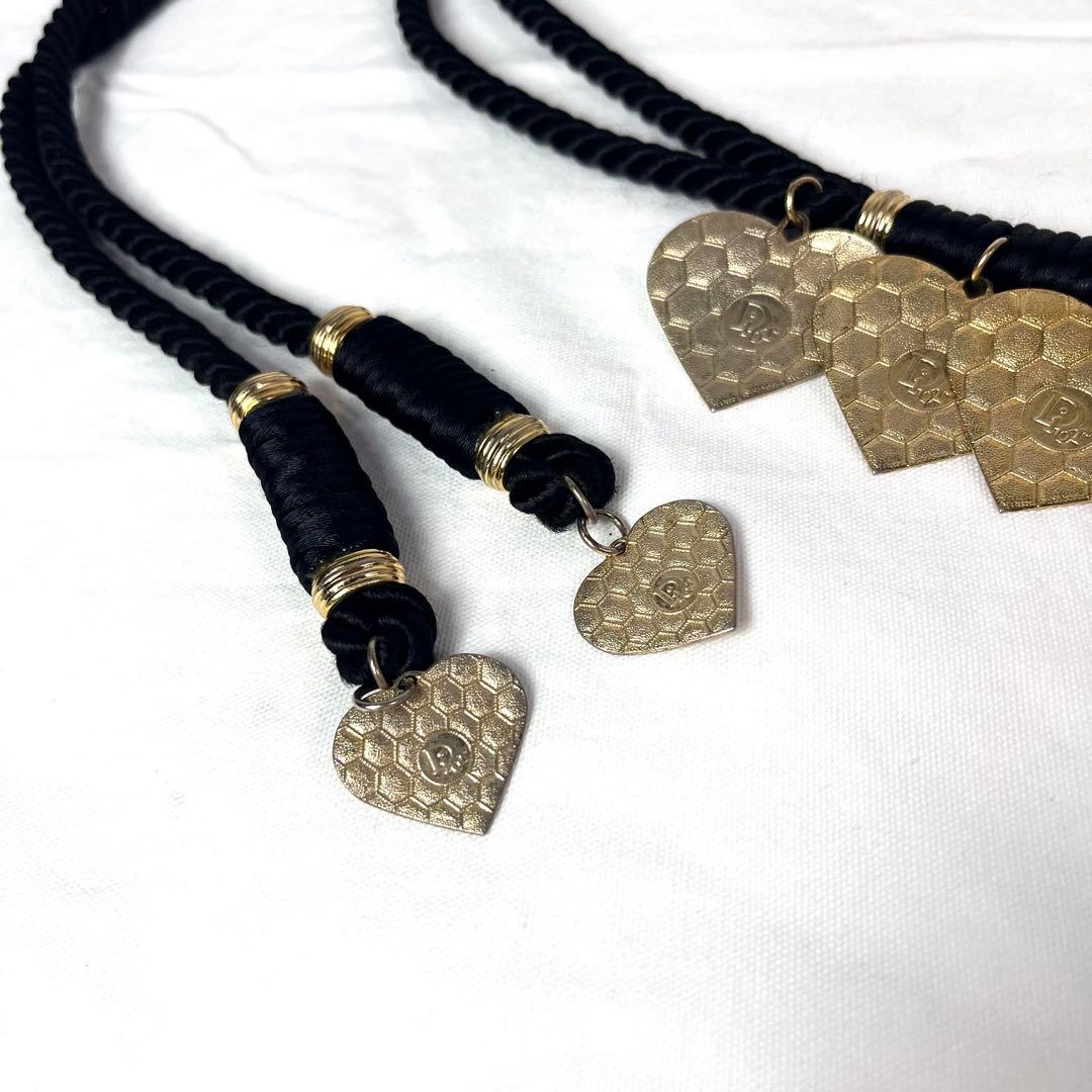 【希少】クリスチャンディオール　ロープベルト　ハート　ハニカム　ゴールド　ロゴ