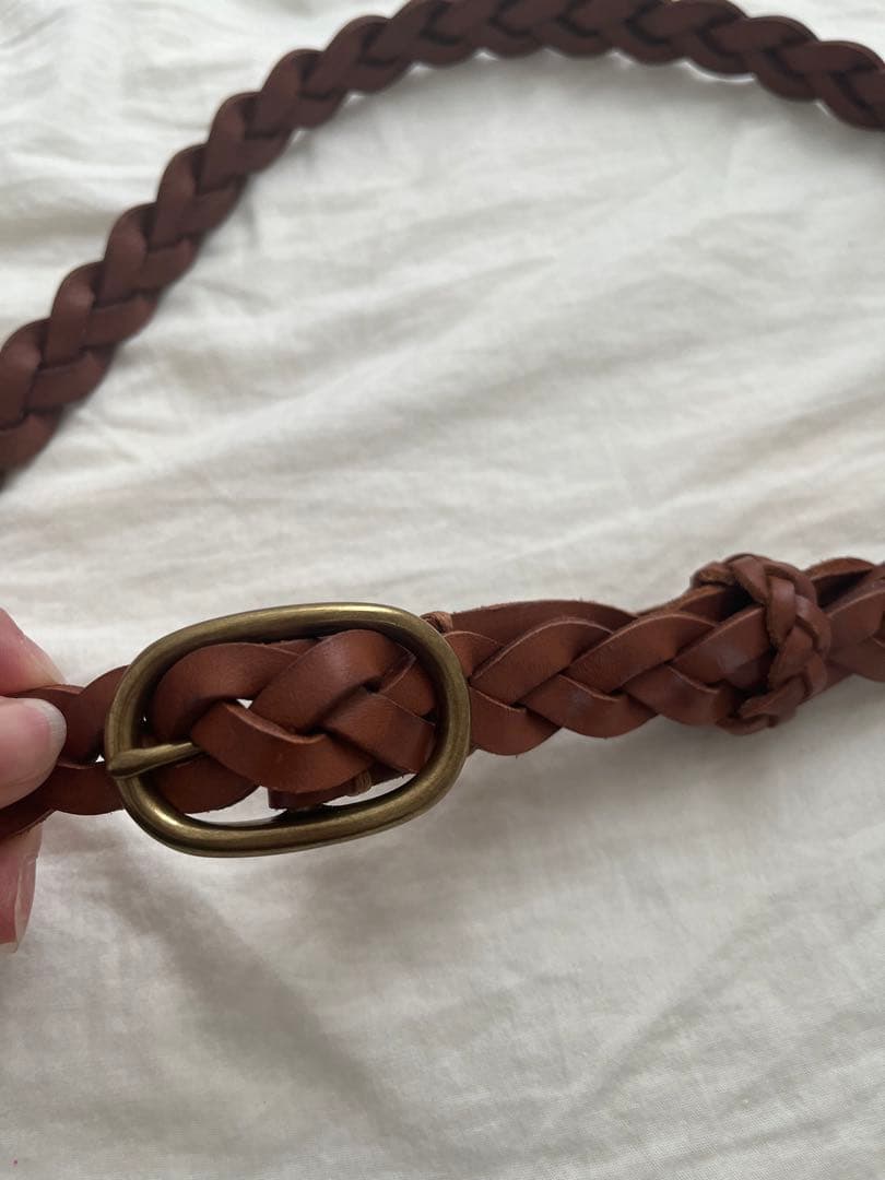 芸能人着用◎ラルフローレン　レザースキニーベルト　ダークブラウン