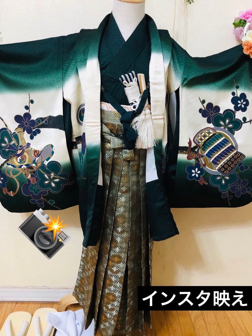 七五三 五歳‼️豪華Green系兜金彩煌びやか❤️完全フルセット‼️家から揃える無し