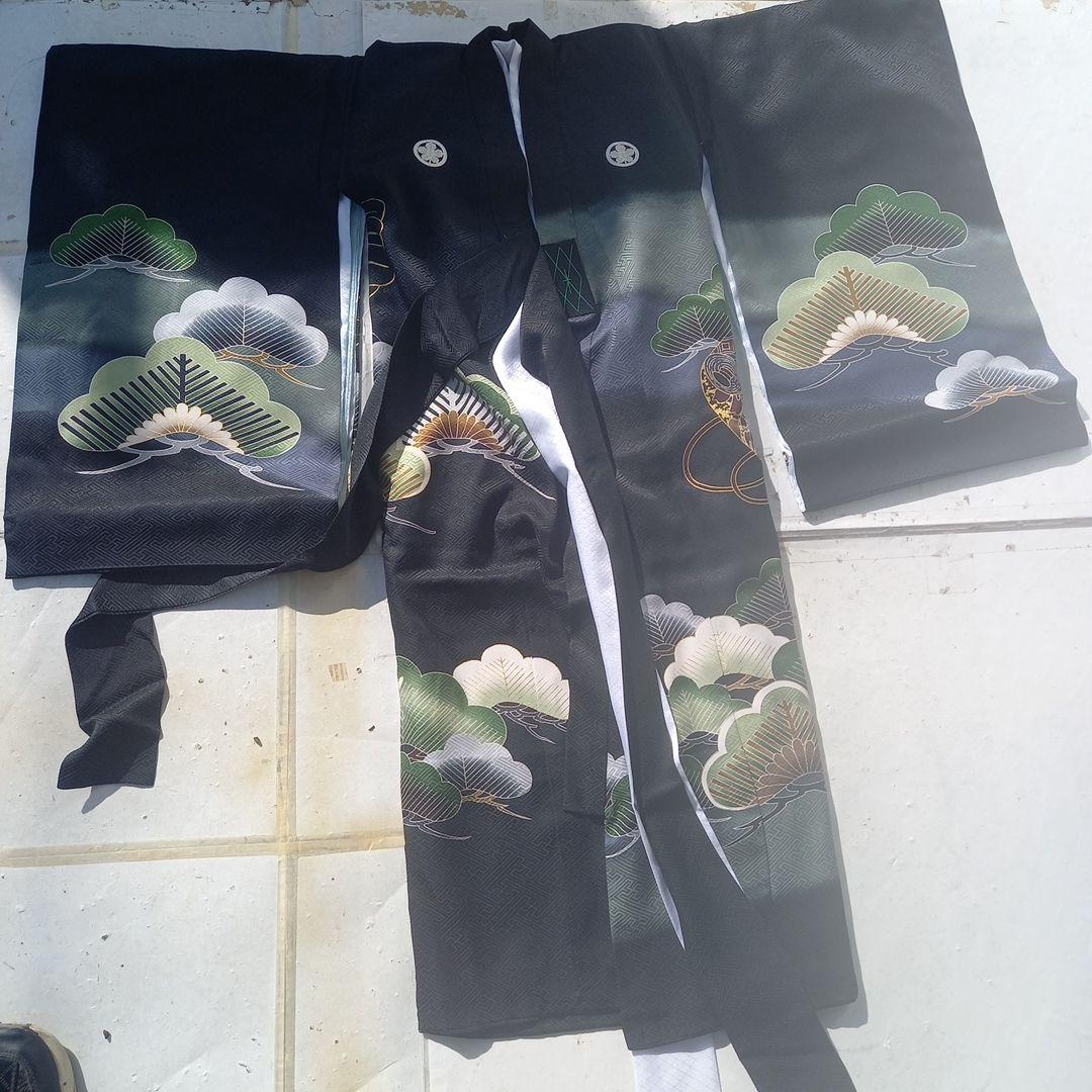 七五三用 黒地 松模様 着物