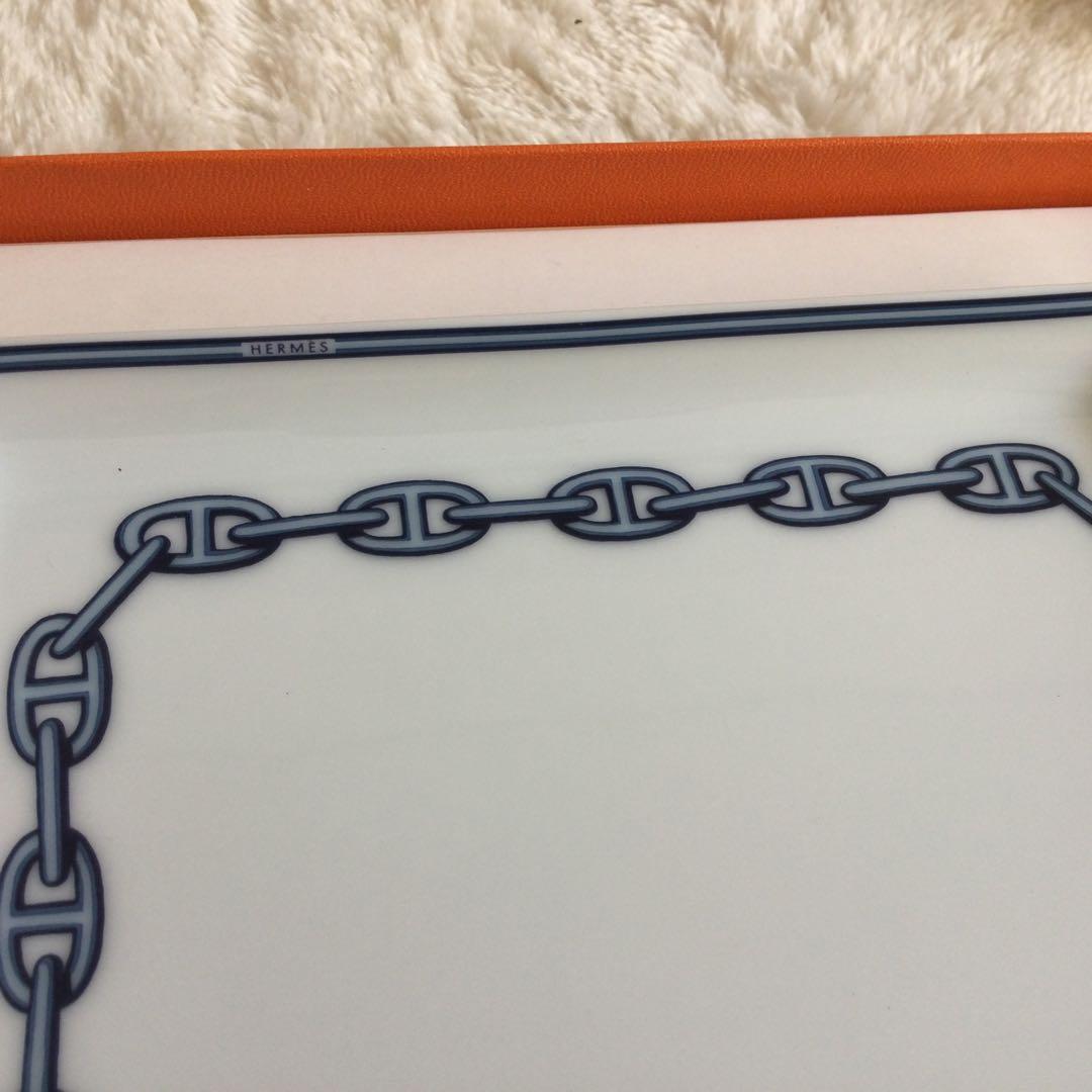 【新品未使用】HERMESシェーヌダンクルスクエアプレートブルー　箱付き