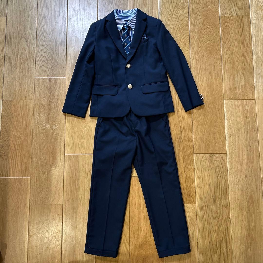ユナイテッドアローズ　ネイビー フォーマルスーツ 130cm シャツネクタイ付き