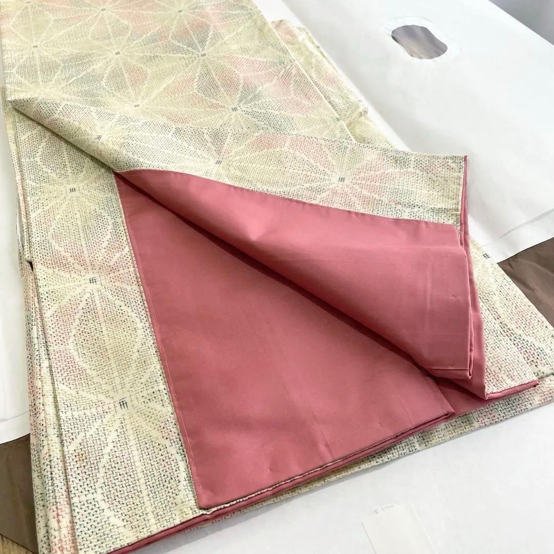 未使用　大島紬　袷仕立て　パステルカラー　名古屋帯（長尺）付き