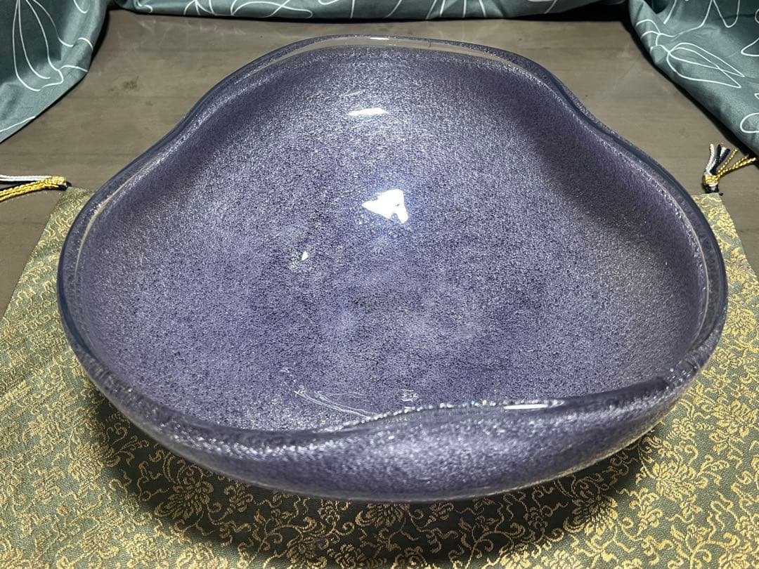 窯肌変形小判水盤 花器 茶道具